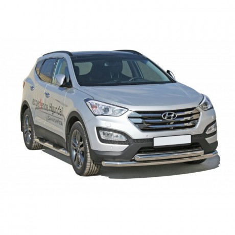 Защита переднего бампера «Труба двойная» (d63,5) для Hyundai Santa Fe (2012-2016)(Окрашенное) купить недорого с доставкой в Электросталь