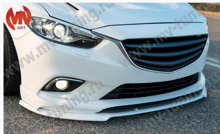 Сплиттер переднего бампера под клыки №2 "Lite Style" для Mazda 6 (2013-н.в.) купить недорого с доставкой в Электросталь
