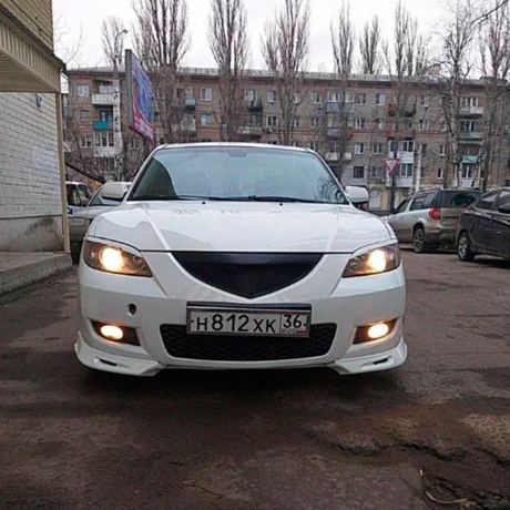 Накладки (клыки) на передний бампер Mazda 3 седан (2003-2009) глянец купить недорого с доставкой в Электросталь