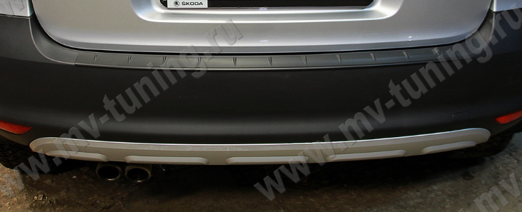Защитная накладка заднего бампера (под покраску) для Skoda Yeti (2009-2012) купить недорого с доставкой в Электросталь