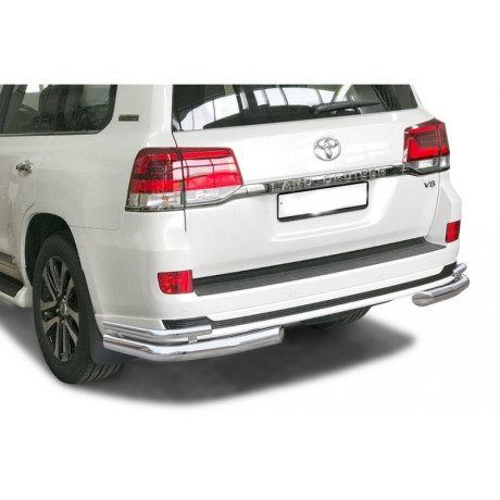 Защита заднего бампера «Уголки двойные» (d76) для Toyota Land Cruiser 200 Executive Lounge (2018-н.в.)(Нерж. Сталь) купить недорого с доставкой в Электросталь