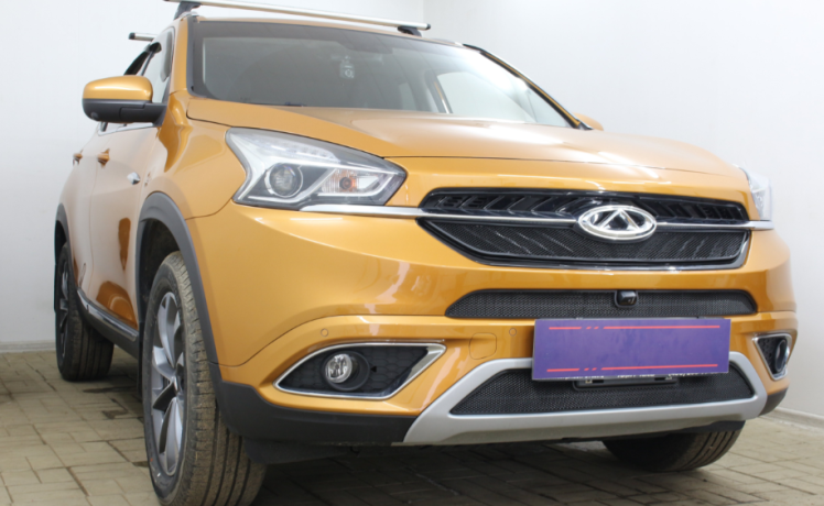 Защита радиатора "Standart" Chery Tiggo 7 (2016-2020) верх, чёрная купить недорого с доставкой в Электросталь